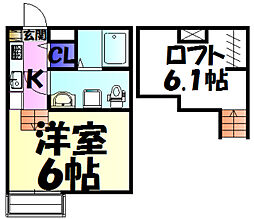 JR総武線 新検見川駅 徒歩10分の賃貸アパート 2階1Kの間取り