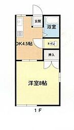 コーポラス奥津 1階1DKの間取り