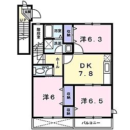 山王ハウスA 3DKの間取図画像