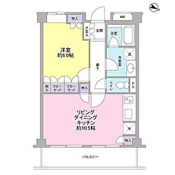 サンシャイン松本No.11 1LDKの間取図画像