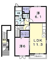 ベル・ソレイユ2 2LDKの間取図画像