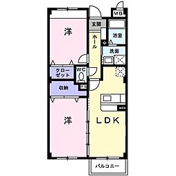 プロスペリティ・弐番館 2階2LDKの間取り
