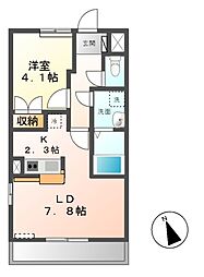 ラ　メゾン　デ　ショコラ 2階1LDKの間取り