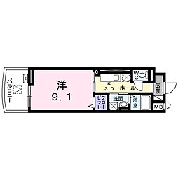 ヴォロンティエ 2階1Kの間取り