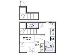 レオパレスカームリィ浜 2階1Kの間取り