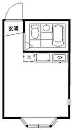 アミール東大前 1階ワンルームの間取り