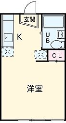 ハイツ藤 2階1Kの間取り