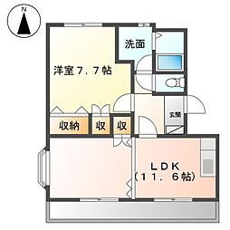 名古屋市営鶴舞線 上小田井駅 徒歩27分の賃貸アパート 2階1LDKの間取り