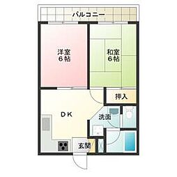 ベアーズハイム 2階2DKの間取り