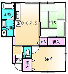 プランドール 2階2DKの間取り