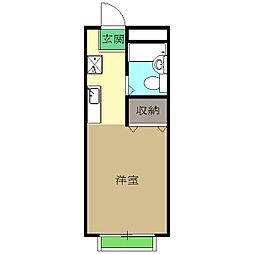 コツカハイツ 1階ワンルームの間取り