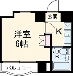 JR南武線 矢川駅 徒歩4分の賃貸マンション 1階1Kの間取り