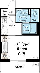 小田急小田原線 相模大野駅 徒歩16分の賃貸アパート 3階1Kの間取り