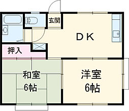 コーポラス松本 1階2DKの間取り