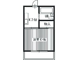 豊橋鉄道渥美線 南栄駅 徒歩14分の賃貸マンション 3階1Kの間取り