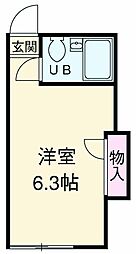 グリーンエージ 1階ワンルームの間取り
