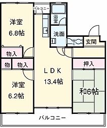 小田急小田原線 相模大野駅 徒歩6分の賃貸マンション 4階3LDKの間取り