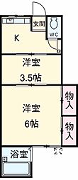 JR中央線 西国分寺駅 徒歩10分の賃貸アパート 1階2Kの間取り