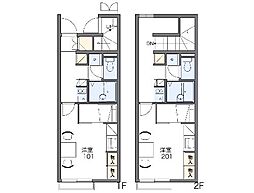 レオパレスピース 1Kの間取図画像