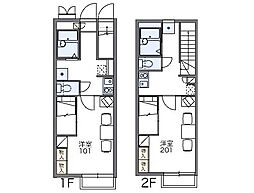 JR高崎線 高崎駅 バス25分 高商入口下車 徒歩2分の賃貸アパート 2階1Kの間取り