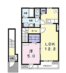 サニーヒル　II 2階1LDKの間取り