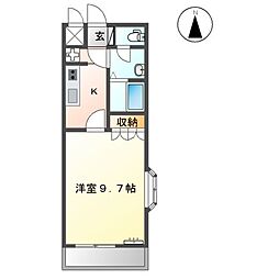 グランチェスタ 2階1Kの間取り