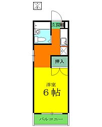 JR高崎線 高崎駅 徒歩13分の賃貸マンション 2階1Kの間取り