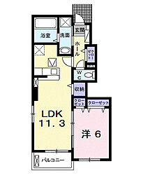 プラム　ブリーズ 1階1LDKの間取り
