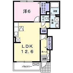 ラッフィナート　カーサ 1階1LDKの間取り