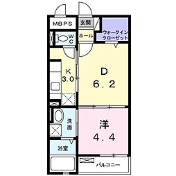 パル池田1 1LDKの間取図画像
