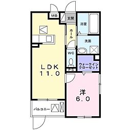 ヴィリダーリウム　上山手 1階1LDKの間取り