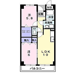 ＡｐｐＩｅ　Ｃｏｕｒｔ　Ｃ 3階2LDKの間取り