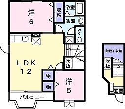 Ｋ’ｓル・クープルI 2階2LDKの間取り