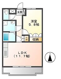 フォル・ルスト 2階1LDKの間取り