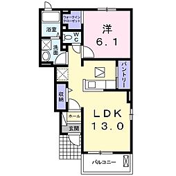 メルヴェーユ2 1LDKの間取図画像