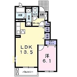 メゾンド　ソレイユ　ブラン 1階1LDKの間取り