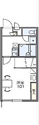 レオパレスリーヴァ 2階1Kの間取り