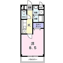 ネオカーサ 2階1Kの間取り