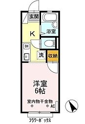 JR中央線 三鷹駅 徒歩9分の賃貸アパート 1階1Kの間取り