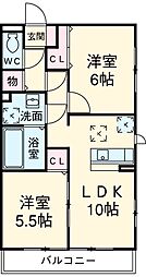 東急こどもの国線 恩田駅 徒歩7分の賃貸アパート 1階2LDKの間取り