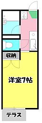 京王線 聖蹟桜ヶ丘駅 徒歩20分の賃貸アパート 2階1Kの間取り