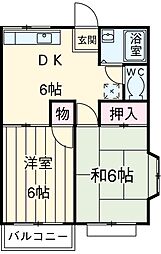 エース一里塚 1階2DKの間取り