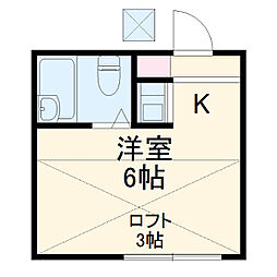 京王線 聖蹟桜ヶ丘駅 徒歩18分の賃貸アパート 2階ワンルームの間取り