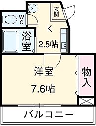 龍生堂橋本ビル 5階1Kの間取り