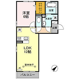 埼玉高速鉄道 浦和美園駅 徒歩10分の賃貸アパート 2階1LDKの間取り