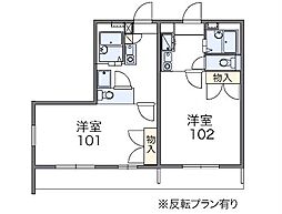 レオパレスクラージュ 1Kの間取図画像