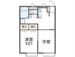 レオパレスカオル2 2DKの間取図画像