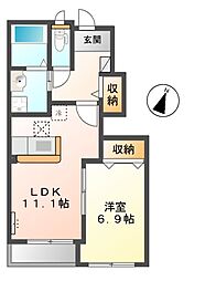 JR常磐線 土浦駅 3.1kmの賃貸アパート 1階1LDKの間取り