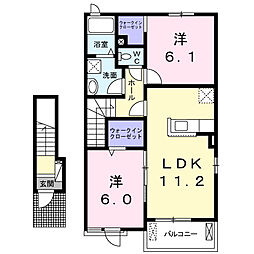 アルカンシエルＡ 2階2LDKの間取り