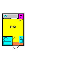 東急目黒線 不動前駅 徒歩1分の賃貸マンション 3階ワンルームの間取り